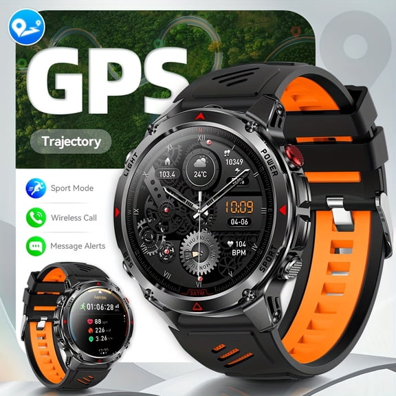 Men's Smartwatch, Outdoor Adventure Smart Bracelet with GPS Precise Positioning, IPX8(3ATM), Multi-sport Tracking, Wireless And Message Notifications for Android And iPhone Devices,