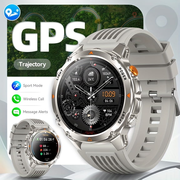 Men's Smartwatch, Outdoor Adventure Smart Bracelet with GPS Precise Positioning, IPX8(3ATM), Multi-sport Tracking, Wireless And Message Notifications for Android And iPhone Devices,