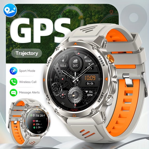 Men's Smartwatch, Outdoor Adventure Smart Bracelet with GPS Precise Positioning, IPX8(3ATM), Multi-sport Tracking, Wireless And Message Notifications for Android And iPhone Devices,
