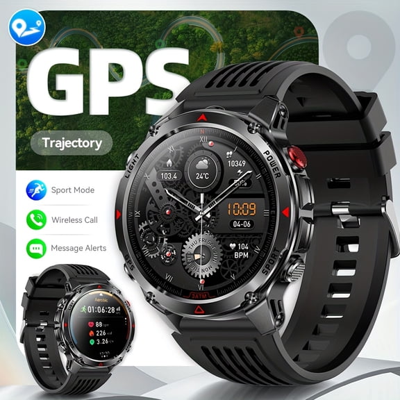 Men's Smartwatch, Outdoor Adventure Smart Bracelet with GPS Precise Positioning, IPX8(3ATM), Multi-sport Tracking, Wireless And Message Notifications for Android And iPhone Devices,