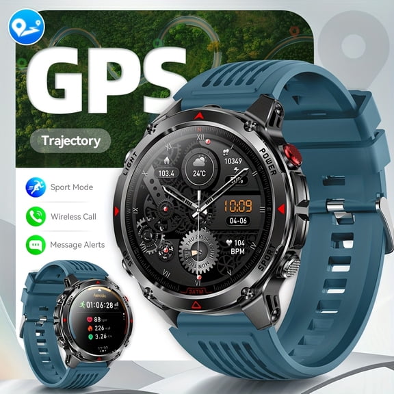 Men's Smartwatch, Outdoor Adventure Smart Bracelet with GPS Precise Positioning, IPX8(3ATM), Multi-sport Tracking, Wireless And Message Notifications for Android And iPhone Devices,