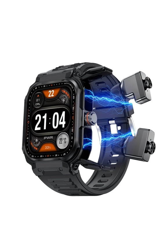 Men's Smartwatch with Compass, Sleep Monitor, Fitness Tracker, Waterproof Tactical Sports Watch, 2.01" IPS Display, USB Charging, Deployment Buckle