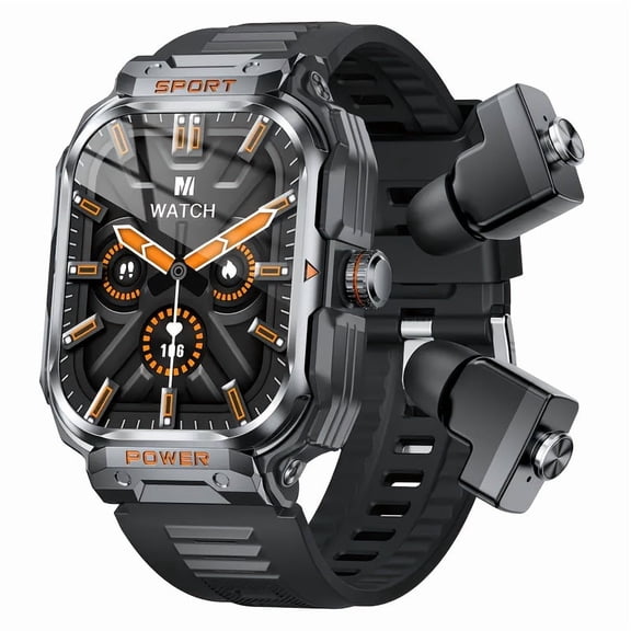 Men's Smartwatch with Compass, Sleep Monitor, Fitness Tracker, Waterproof Tactical Sports Watch, 2.01" IPS Display, USB Charging, Deployment Buckle