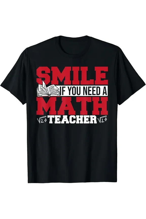 Men's Smile If You Need A Math Teacher Graphic Cotton T-Shirt