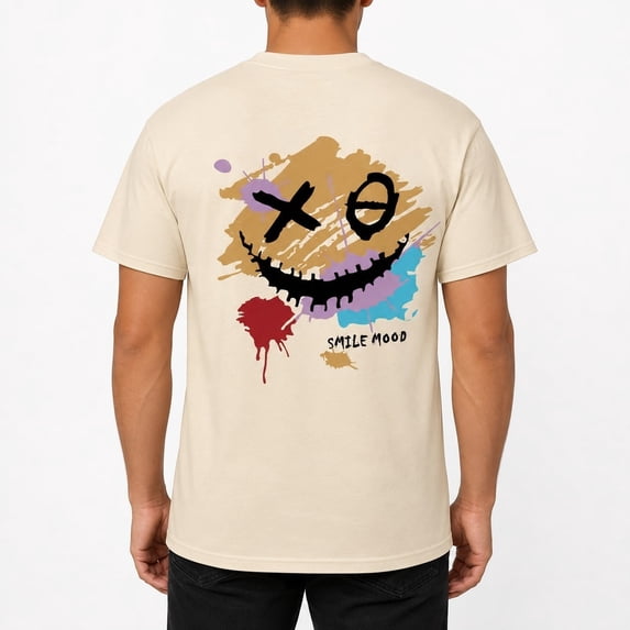 Men's Smile Mood Graphic T-Shirt, Classic Fit Short Sleeve Crewneck Tee