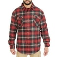 thumbnail image 1 of Men's Smith's Workwear Plaid Sherpa-Lined Cotton Flannel Shirt Jacket Color: Burgundy 437 Size: L, 1 of 5