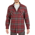 thumbnail image 1 of Men's Smith's Workwear Plaid Sherpa-Lined Cotton Flannel Shirt Jacket Color: Burgundy Size: L, 1 of 5