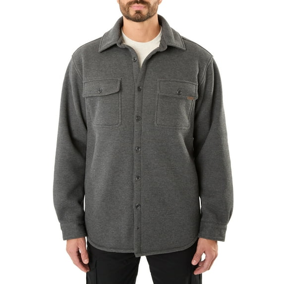 Men's Smith's Workwear Sherpa-Lined Heather Thermal Shirt Jacket Color: Heather Charcoal Size: XL