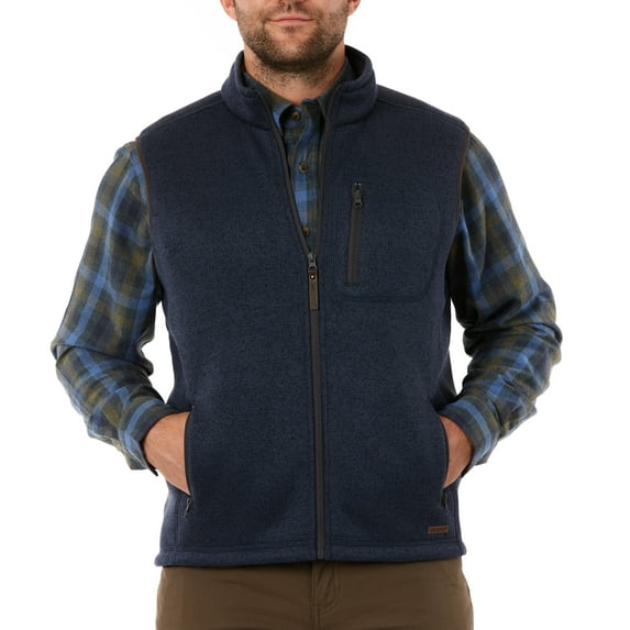 Men's Smith's Workwear Sherpa-Lined Sweater Fleece Vest Color: Slate Blue Heather Size: L