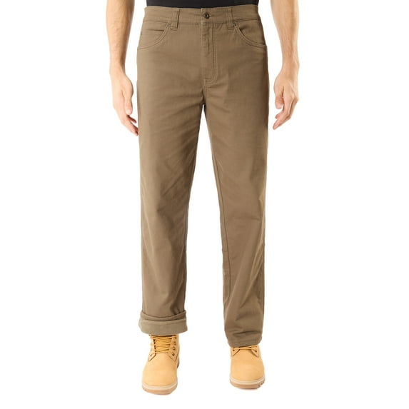 Men's Smith's Workwear Stretch Fleece-Lined Canvas 5-Pocket Pants Color: Dark Olive Size: 36X34