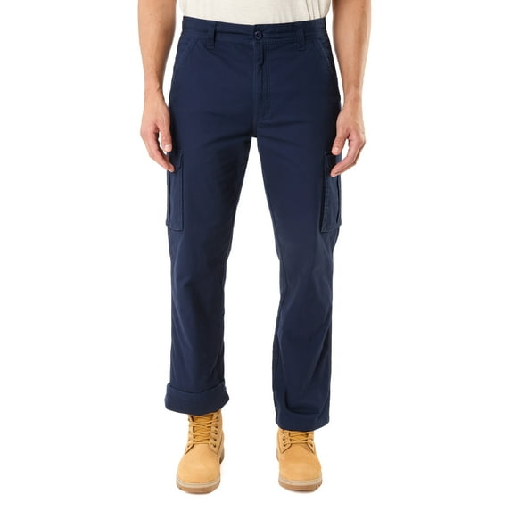 Men's Smith's Workwear Stretch Fleece-Lined Canvas Cargo Pant Color: Dark Navy Size: 42X30