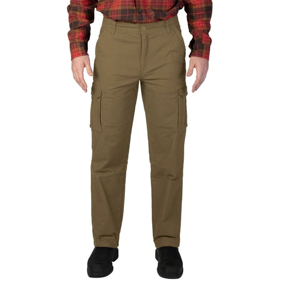 Men's Smith's Workwear Stretch Fleece-Lined Canvas Cargo Pant Color: Sandstone Size: 38X30