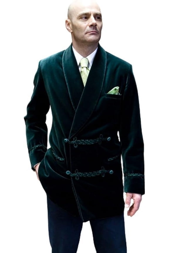 Men's Smoking Jackets Green Velvet Smoking Robe's Coat 