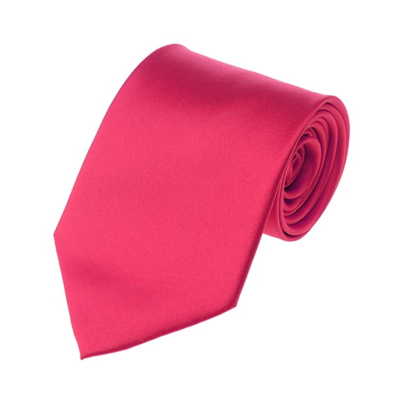 Men's Smooth Satin Solid Color Extra Long XL Necktie, Fuchsia