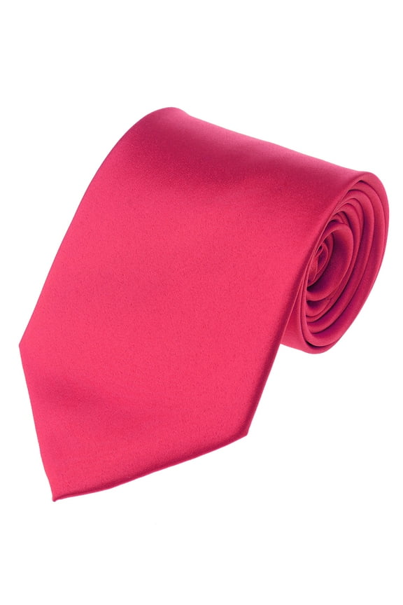 Men's Smooth Satin Solid Color Extra Long XL Necktie, Fuchsia