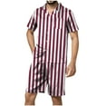 thumbnail image 1 of Men's Smooth Striped Satin Pajama Set Short Sleeve Silk Sleepwear Classic Button Down 2-Piece Pjs Set, 1 of 3