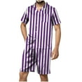 thumbnail image 1 of Men's Smooth Striped Satin Pajama Set Short Sleeve Silk Sleepwear Classic Button Down 2-Piece Pjs Set, 1 of 3