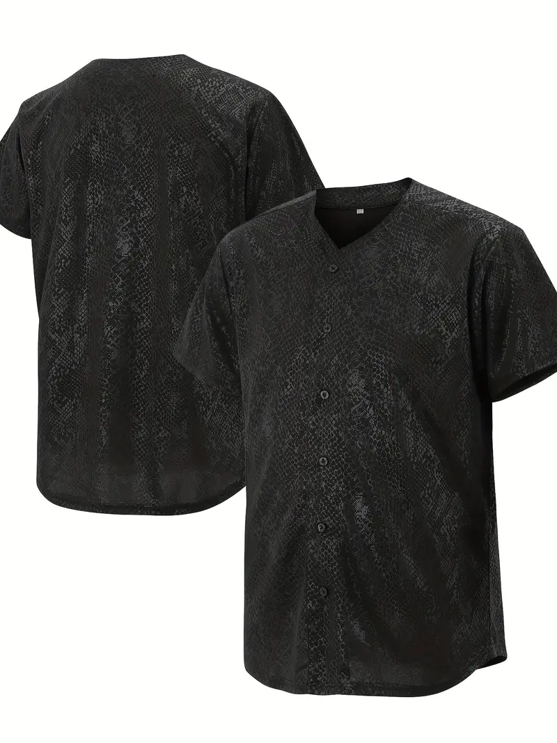 Men's Snake Skin Graphic Baseball Jersey, Hip Hop Hipster Button Up