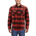 thumbnail image 1 of Men’s Snap Button Long Sleeve Plaid Soft 100% Cotton Flannel Button Up Shirt (Red/Black, XL), 1 of 3