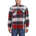 thumbnail image 1 of Men’s Snap Button Long Sleeve Plaid Soft 100% Cotton Flannel Button Up Shirt (Red/White, XL), 1 of 3