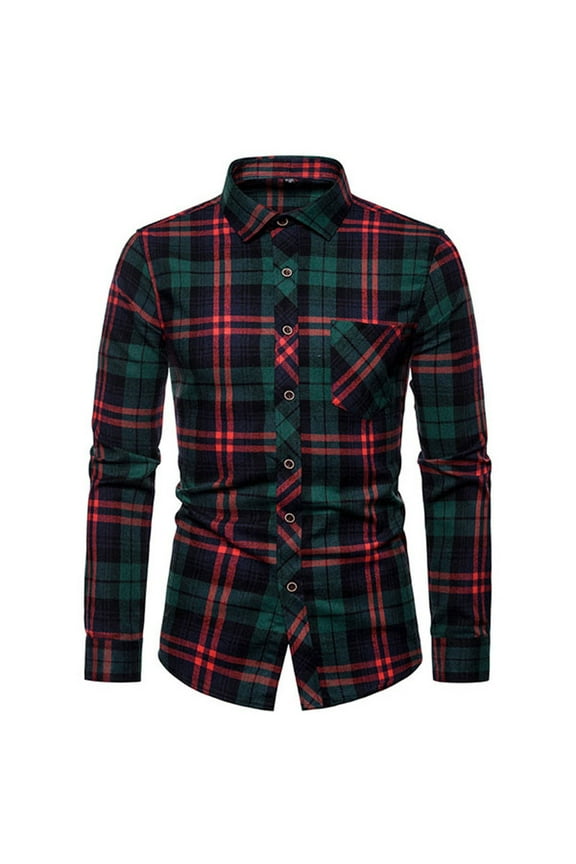 Men's Snap Buttons Flannel Plaid Shirts Long Sleeve Casual Flannel Jackets Shirts with Single Pocket Regular Fit Multicolor XL Black,L