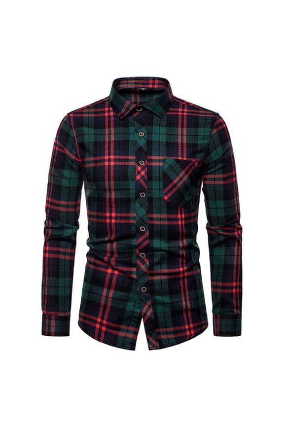 Men's Snap Buttons Flannel Plaid Shirts Long Sleeve Casual Flannel Jackets Shirts with Single Pocket Regular Fit Multicolor XL Black,M