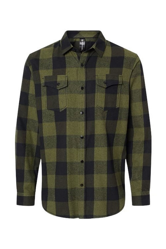 Men's Snap-Front Flannel Shirt - ARMY/ BLACK - S