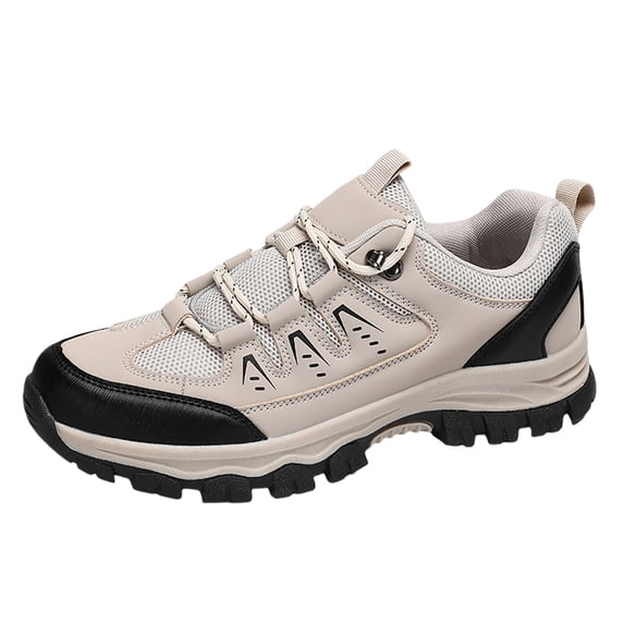 Men's Sneakers Fashion Low Top Leather Hiking Shoes Outdoor Walking Running Sneakers for Trekking Adventure
