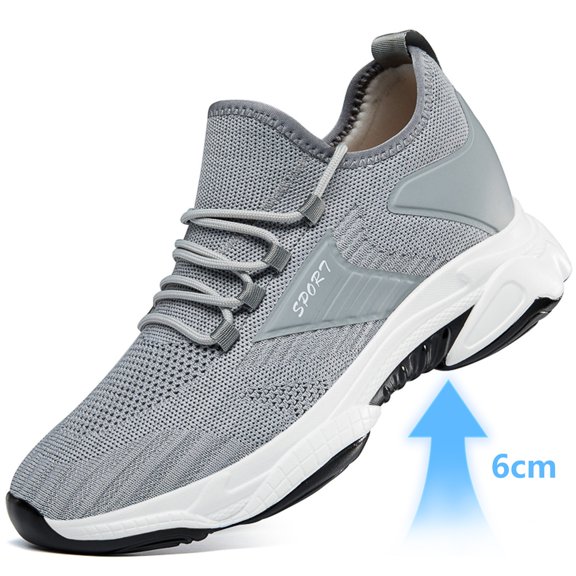 Men's Sneakers Height Increasing Fashionable Solid Color Breathable Mesh Running Casual Lightweight Athletic Footwear