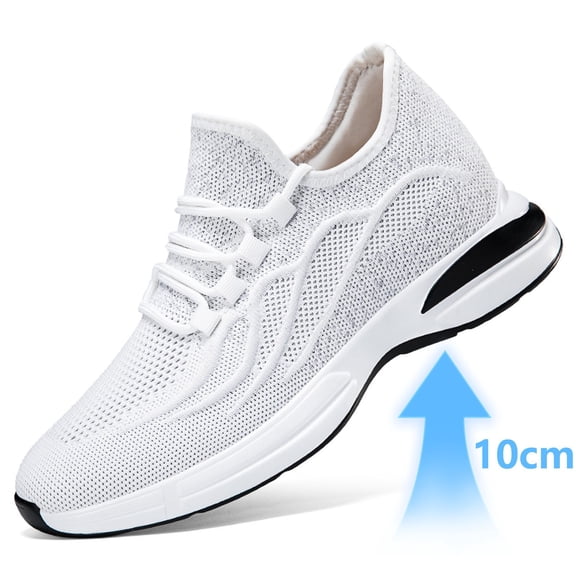 Men's Sneakers Height Increasing Fashionable Solid Color Breathable Mesh Running Casual Athletic Footwear