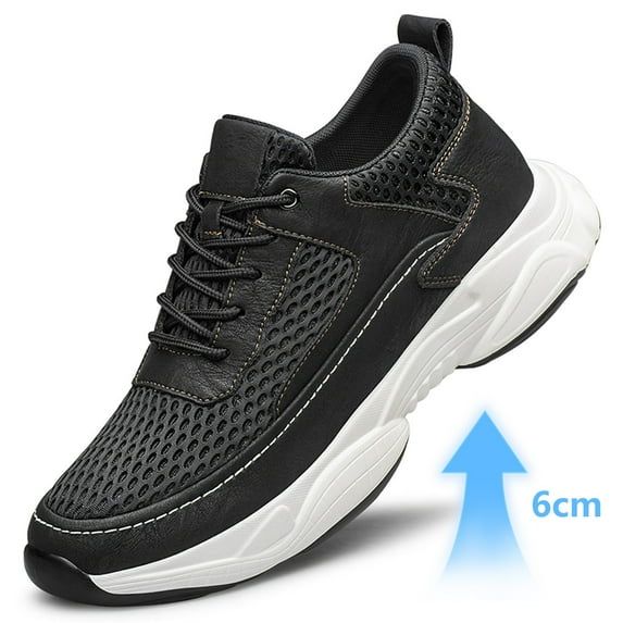 Men's Sneakers Height Increasing Fashionable Solid Color Mesh Breathable Athletic Running Casual Lightweight Comfortable Walking Shoes