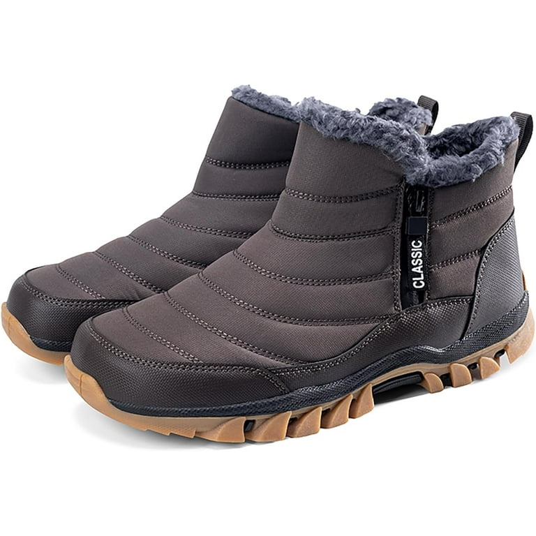 Men's Snow Boots Lightweight Waterproof Winter Boots Fur Lined