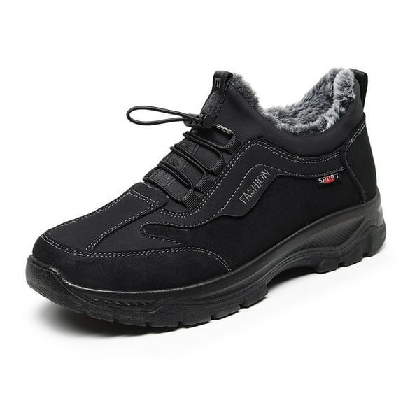 Men's Snow Boots Waterproof Fashion Comfortable Light Weight Hiking Outdoor Walking Boots Warm Fur Lined Booties Black 8.5 US