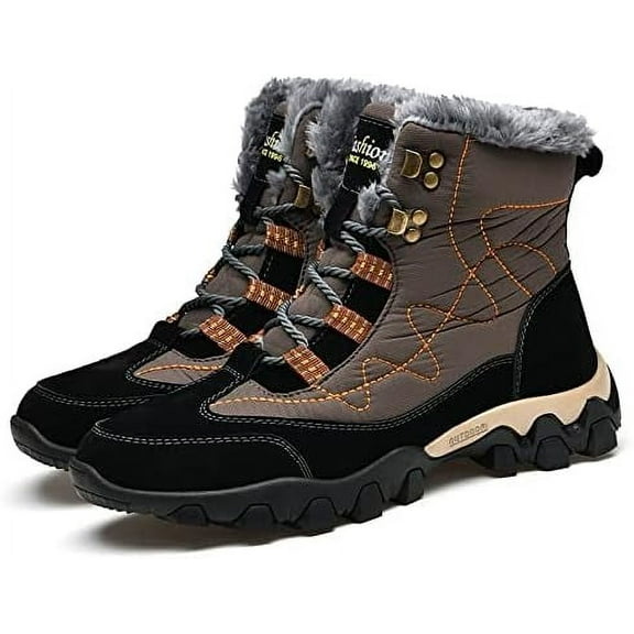 Men's Snow Boots Winter Shoes Comfortable Plush Inner Lining Warm Non-Slip Waterproof Outdoor Hiking Boots Mid-Calf Winter Boots for Men