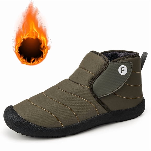 Men's Snow Boots, Winter Thermal Shoes, Windproof Boots With Fuzzy Lining