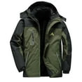 thumbnail image 1 of Men's Snow Jacket Fleece Lined Warm Soft Waterproof Coat Thickened Thermal Hooded Raincoat with Pockets Army Green XXXXXL, 1 of 7