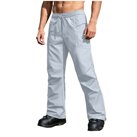 Men's Snow Ski Pants 3-In-1 Waterproof Windproof Detachable Lined Thicken Warm Outdoor Trousers With Pockets (3XL, Light Blue)