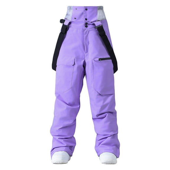 Men's Snow Ski Pants Insulated Winter Warm Outdoor Waterproof Snowboard Pants Bibs Detachable Suspender Unisex