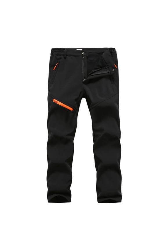 Men's Snow Ski Waterproof Softshell Snowboard Pants Fleece Lined Winter Outdoor Windproof Warm Hiking Cargo Pants Black M