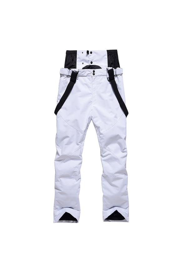 Men's Snow Sports Cargo Pants Waterproof Windproof Ski Pants Hiking Travel Outdoor Snowboard Bib Overalls White,XL