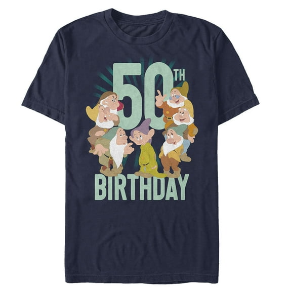 Men's Snow White and the Seven Dwarfs 50th Birthday Graphic Tee Navy Blue 2X Large