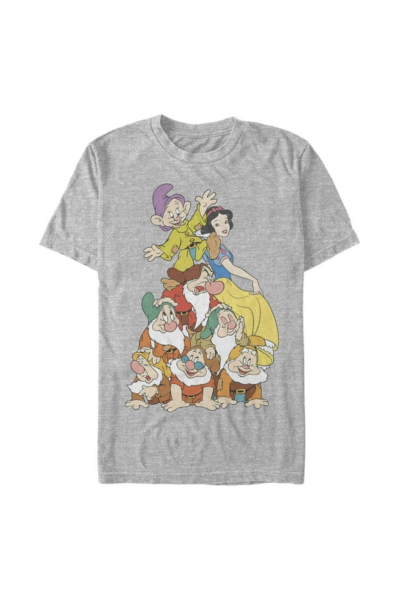 Men's Snow White and the Seven Dwarfs Character Pyramid Graphic T-Shirt