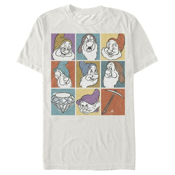 Men's Snow White and the Seven Dwarfs Distressed Dwarf Squares  Graphic T-Shirt