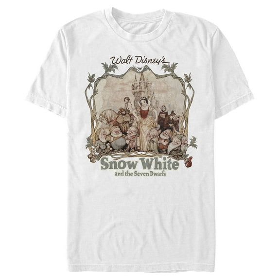 Men's Snow White and the Seven Dwarfs Distressed Vintage Movie Logo Graphic T-Shirt