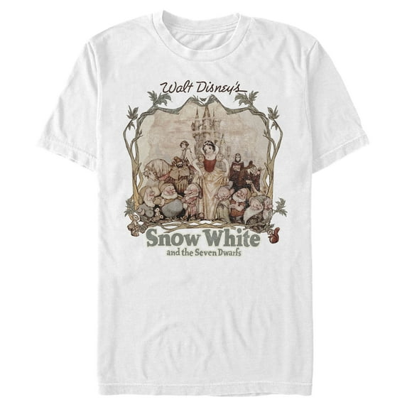 Men's Snow White and the Seven Dwarfs Distressed Vintage Movie Logo Graphic T-Shirt