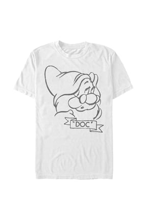 Men's Snow White and the Seven Dwarfs Doc Line Art Graphic T-Shirt
