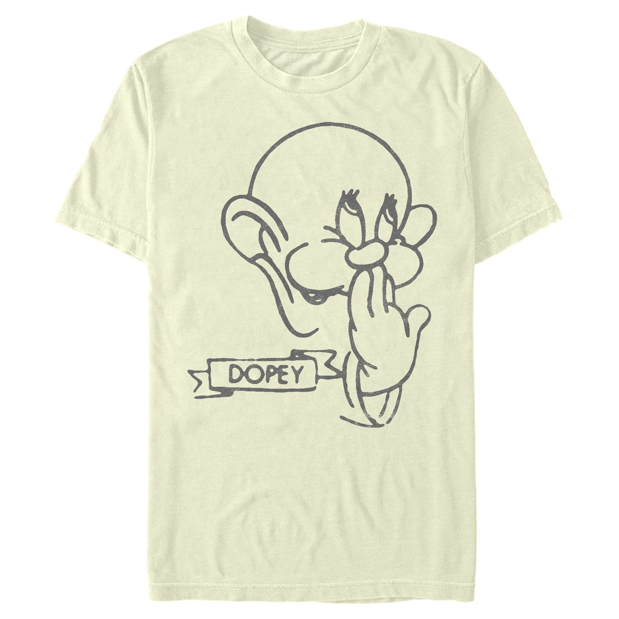 Men's Snow White and the Seven Dwarfs Dopey Distressed Outline Graphic ...