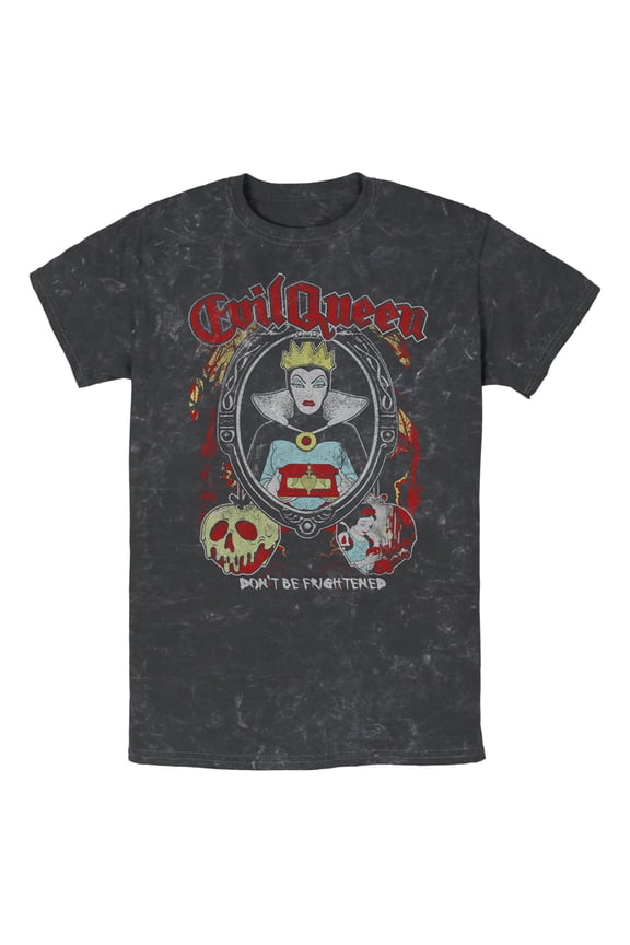 Men's Snow White and the Seven Dwarfs Evil Queen Frighten Graphic Tee Black 2X Large