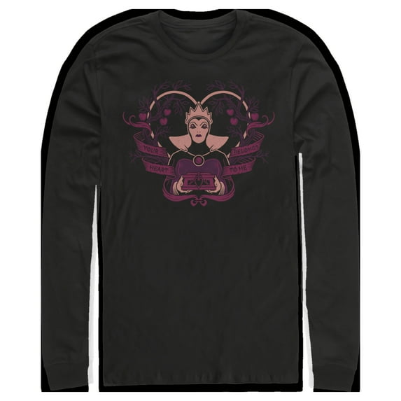 Men's Snow White and the Seven Dwarfs Evil Queen Your Heart Belongs To Me Long Sleeve Shirt Black Large