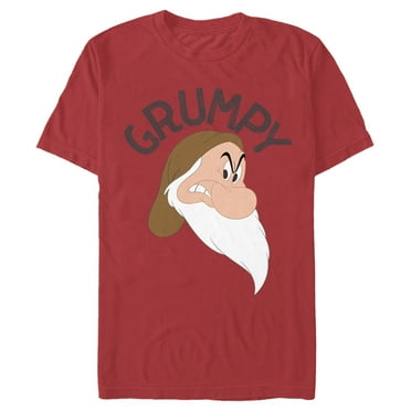 Men's Snow White and the Seven Dwarfs Grumpy Angry Portrait  Graphic Tee Red Medium